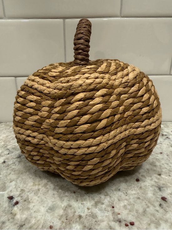 Threshold Other - Threshold Fall Decor: Medium Natural Woven Pumpkin Accent in Natural Brown Tones